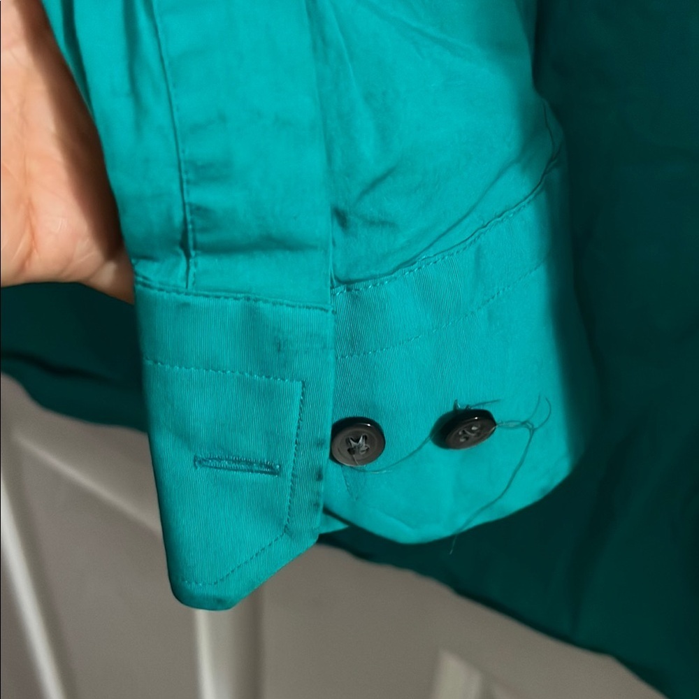 Express Green Dress Shirt Long Sleeve Button-Down - Picture 5 of 6